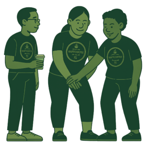 Illustration de trois collègues en pleine activité de team building à Dakar