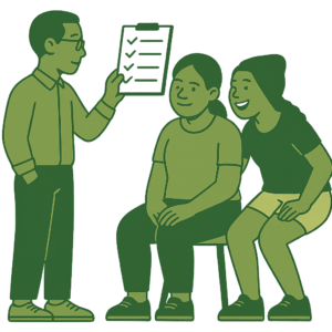 Illustration d’une séance de coaching en entreprise à Dakar avec un formateur et deux collaborateurs