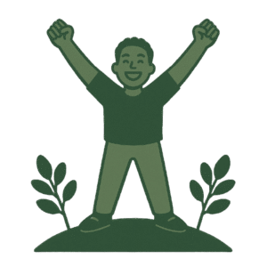 Un homme rayonnant de bien-être et de motivation après un afterwork à Dakar